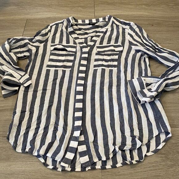 A.N.A striped casual button down with front pockets size Small Petite - Picture 1 of 7